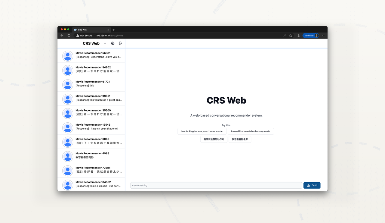 Chat interface — natural language conversation with the recommendation engine